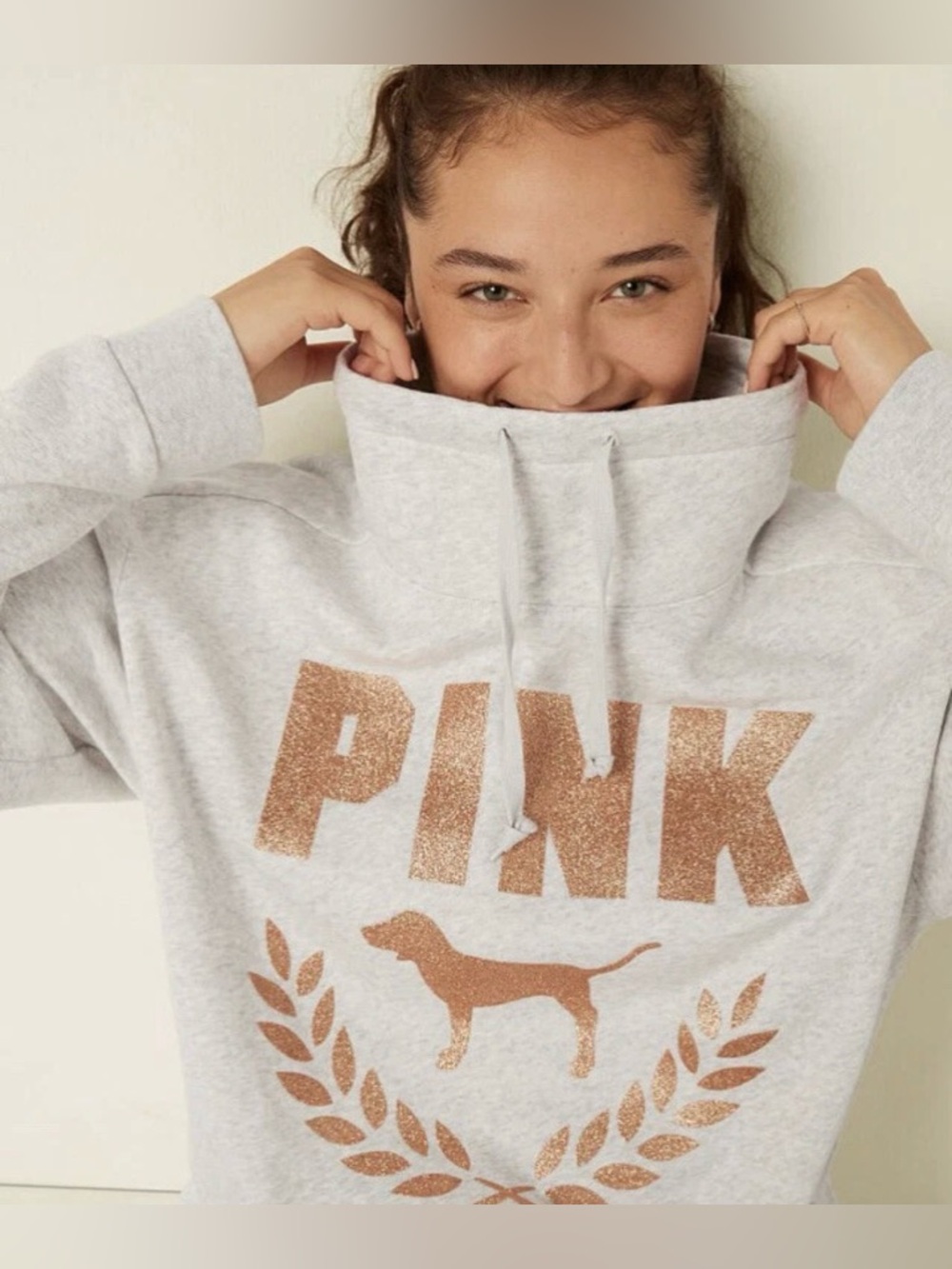 Victoria's Secret PINK Everyday Lounge Cowl Neck Pullover Logo Sweatshirt XL